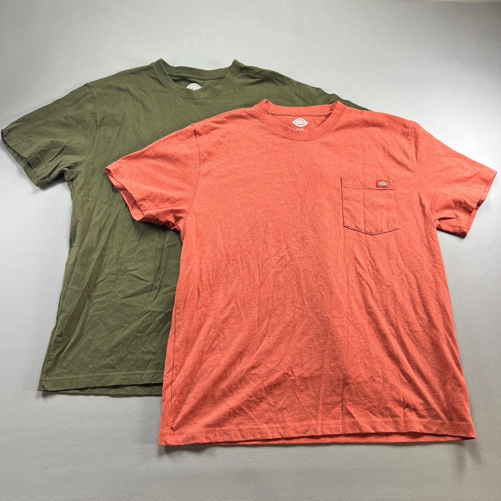 Dickies T Shirt Mens Extra Large Multicolor Cotton Logo Rib Crew Neck Lot Of 2